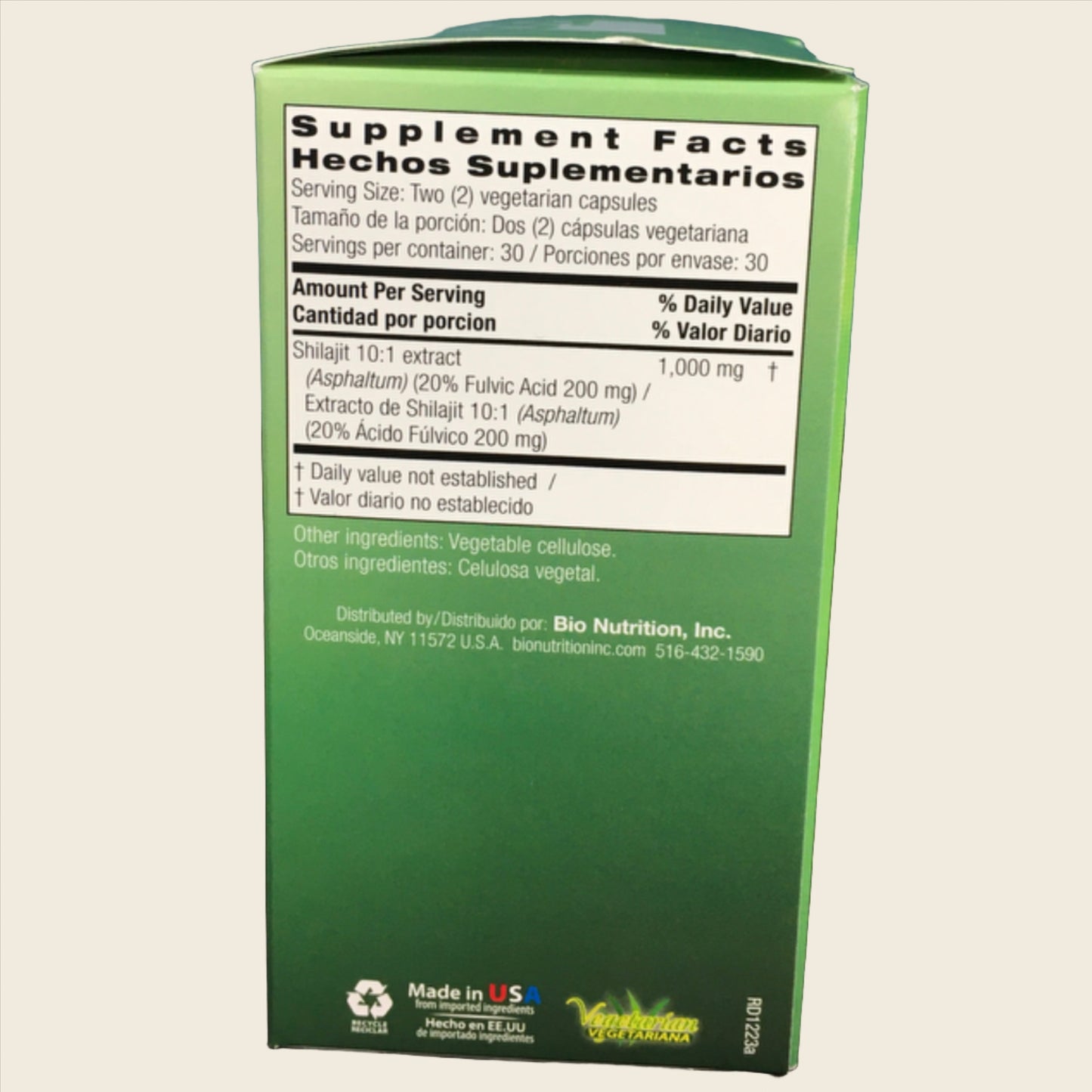 Bio Nutrition Shilajit (Asphaltum) 60 Vegetarian Capsules