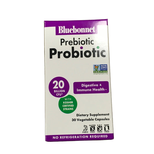 Bluebonnet Prebiotic Probiotic 20 billions  30 veg capsules