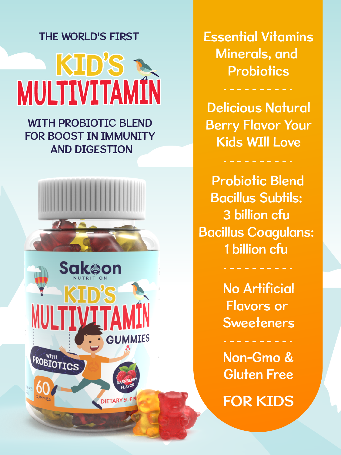 Kids Multivitamin with Probiotics Gummies ( only online )