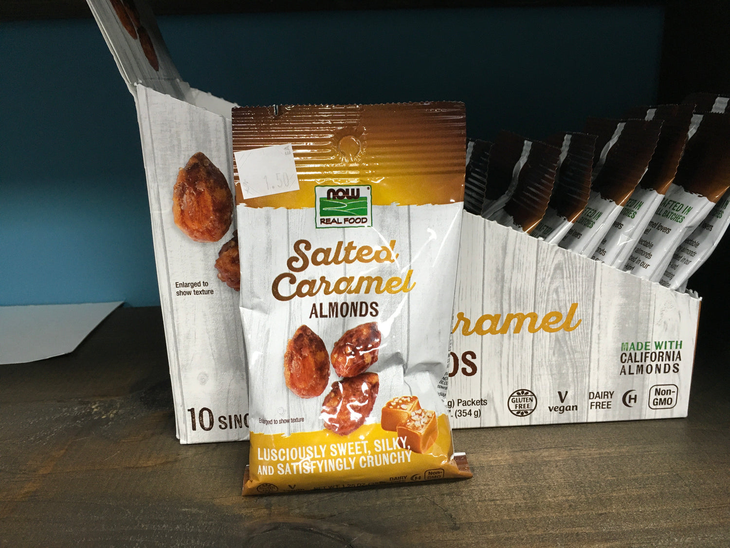 Salted Caramel almonds 1.25 oz  single serve pack
