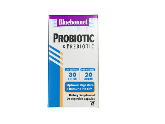 Bluebonnet Probiotic & Prebiotic 30 billion/ 20 strains 30 veg caps