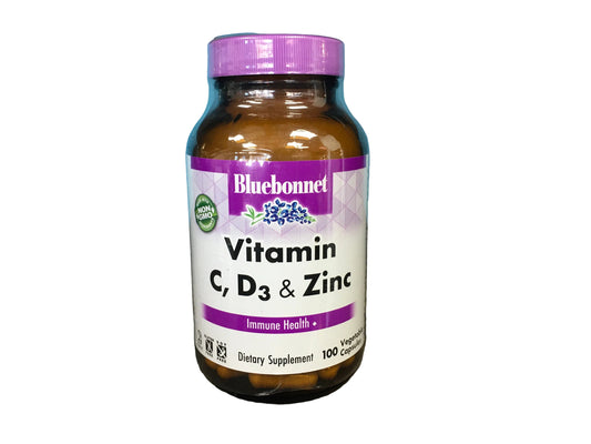 Bluebonnet Vitamin c,D3,& Zinc 100 veg ct .