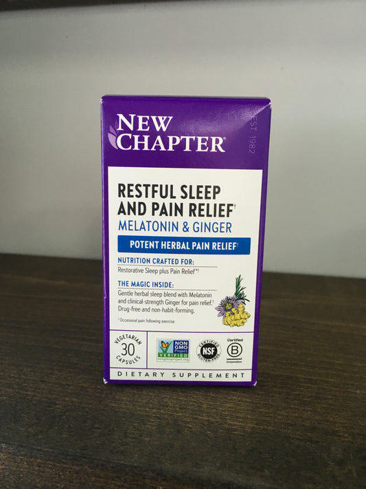 New Chapter Restful sleep and pain relief (melatonin and ginger) 30ct caps