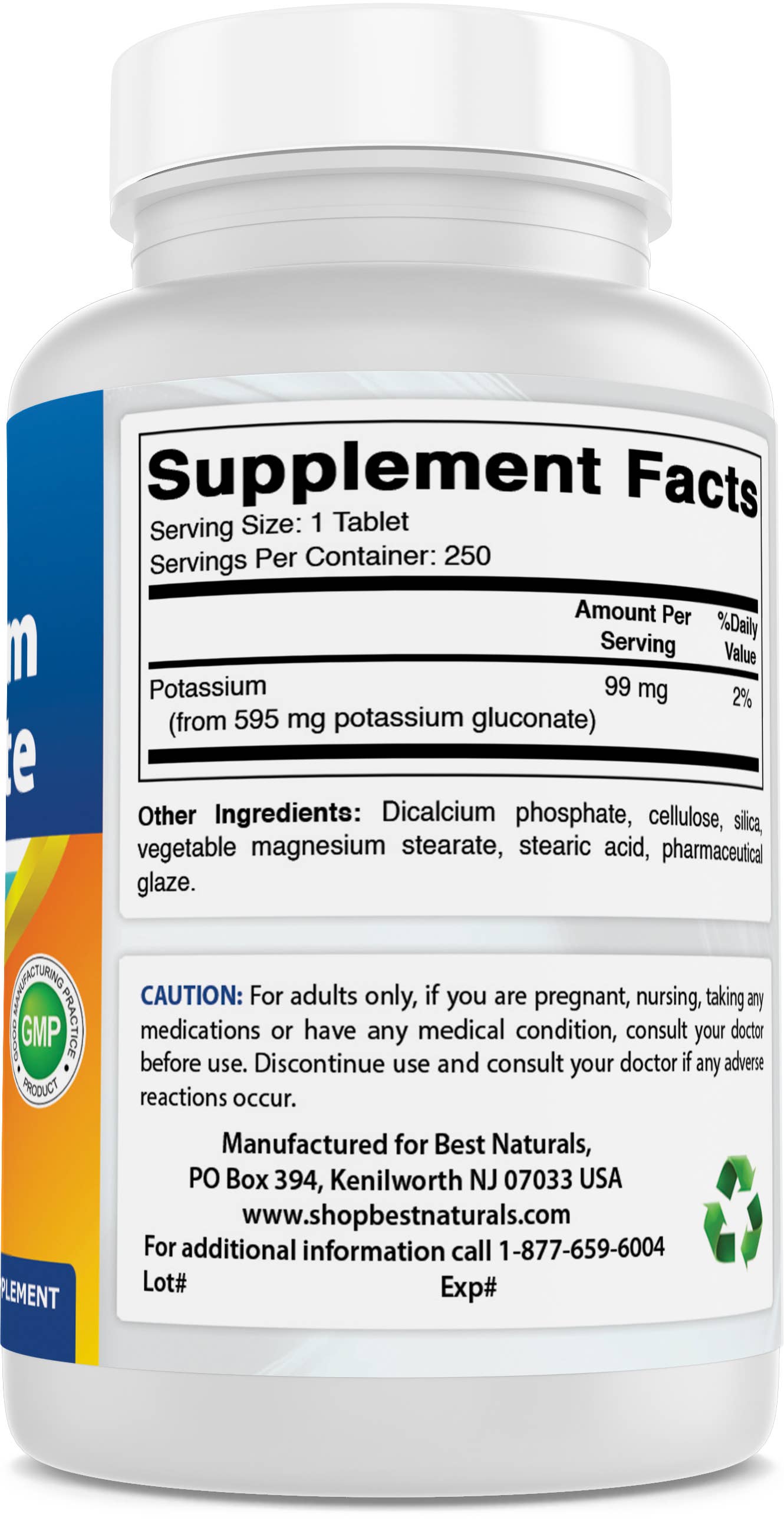 Best Naturals - Best Naturals Potassium Gluconate 595 mg 250 Tablets