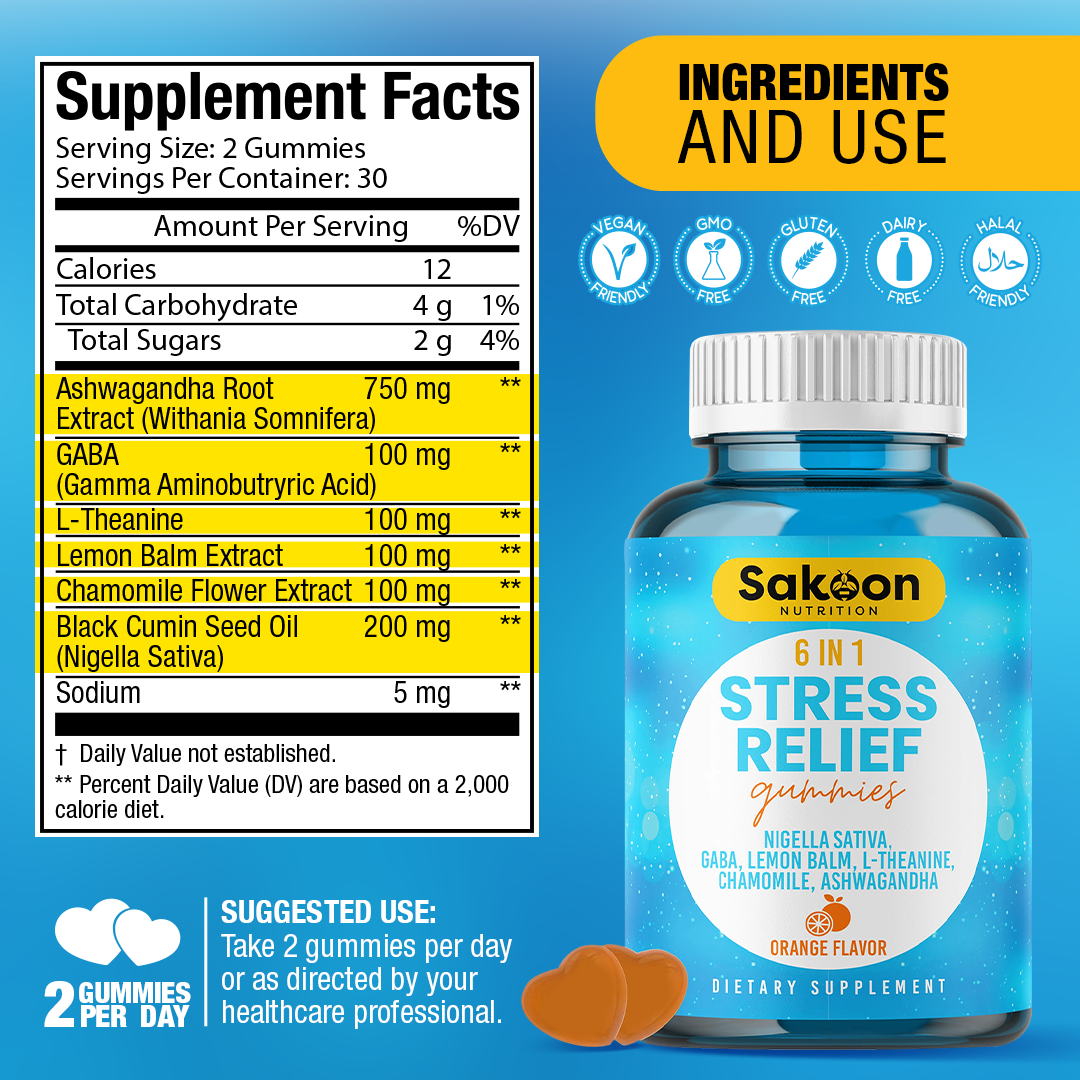 6 in 1 Stress Relief Gummies (only online )